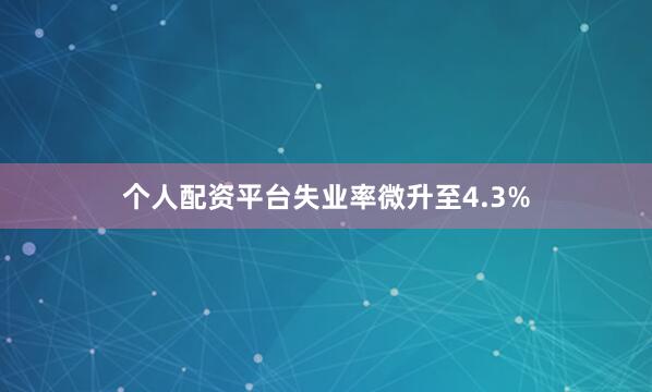 个人配资平台失业率微升至4.3%